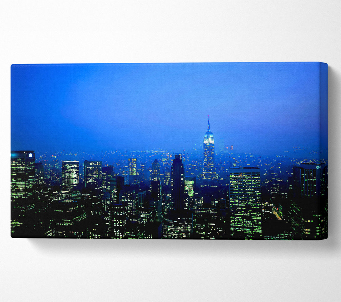  A Canvas Print of New York City Blue Mist At Night Canvas Art