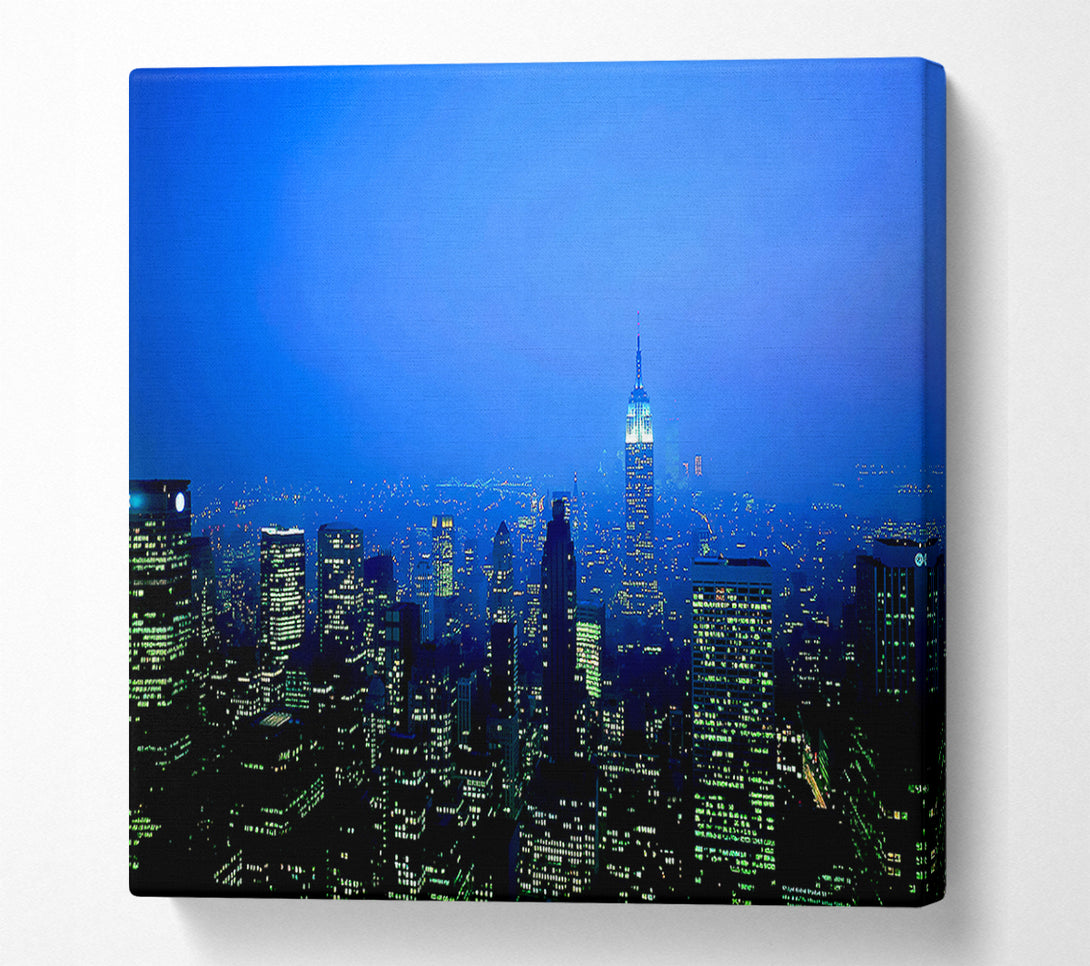  A Canvas Print of New York City Blue Mist At Night Canvas Art