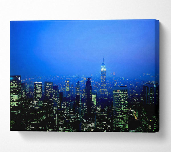 A Canvas Print of New York City Blue Mist At Night Canvas Art