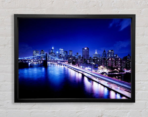 New York City Brooklyn Bridge Ariel Nachtansicht