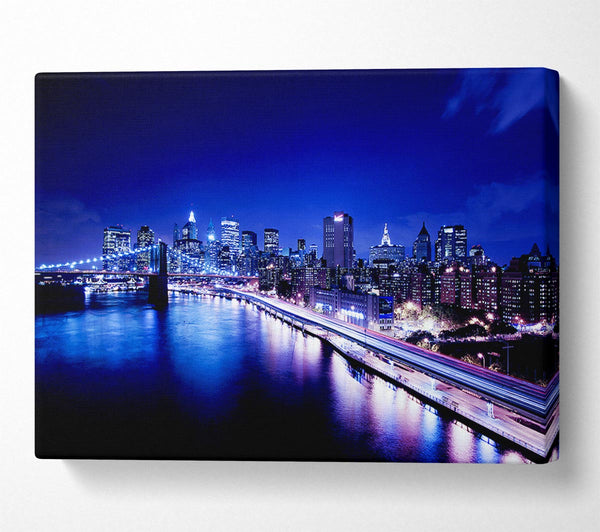  A Canvas Print of New York City Brooklyn Bridge Ariel Night View Canvas Art