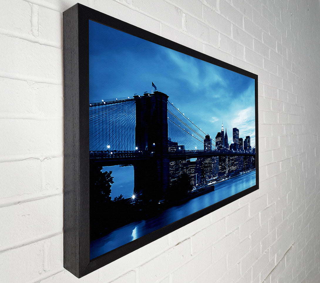  A Canvas Print of New York City Brooklyn Bridge Blue Canvas Wall Art