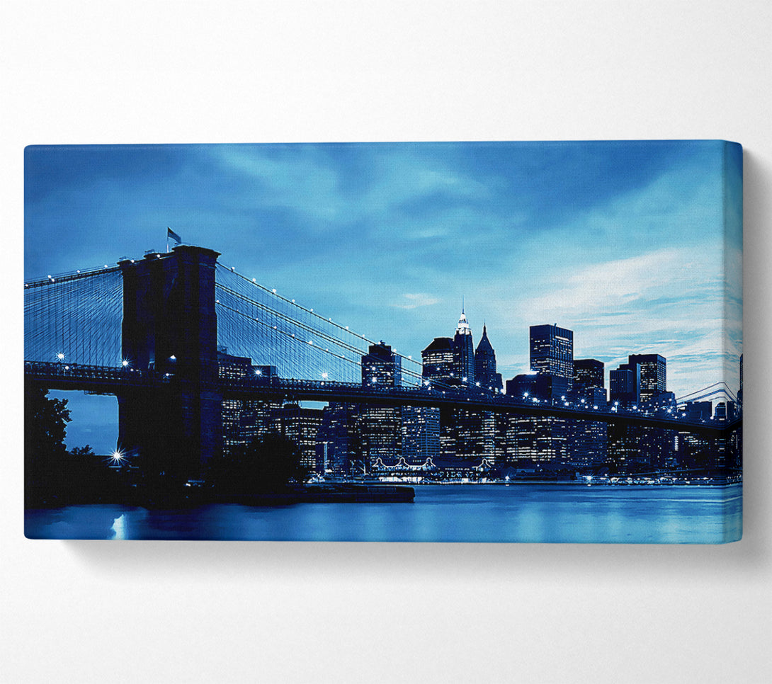  A Canvas Print of New York City Brooklyn Bridge Blue Canvas Wall Art