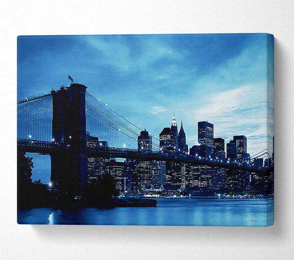  A Canvas Print of New York City Brooklyn Bridge Blue Canvas Wall Art