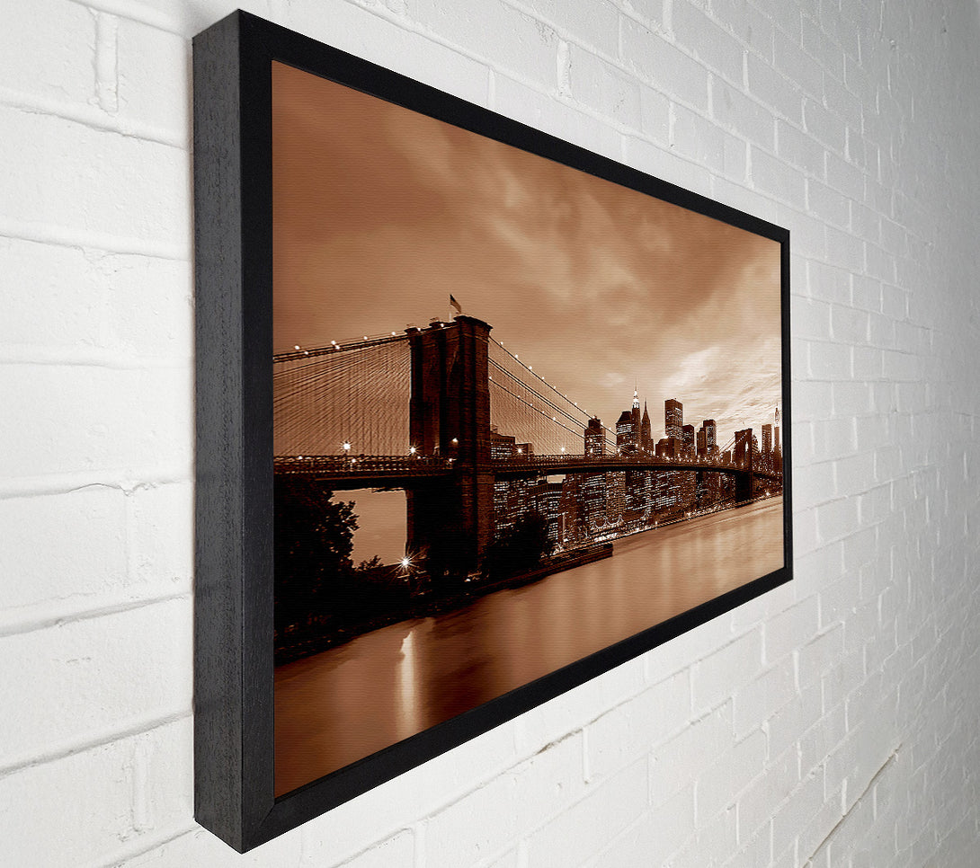  A Canvas Print of New York City Brooklyn Bridge Brown Cast Canvas Print