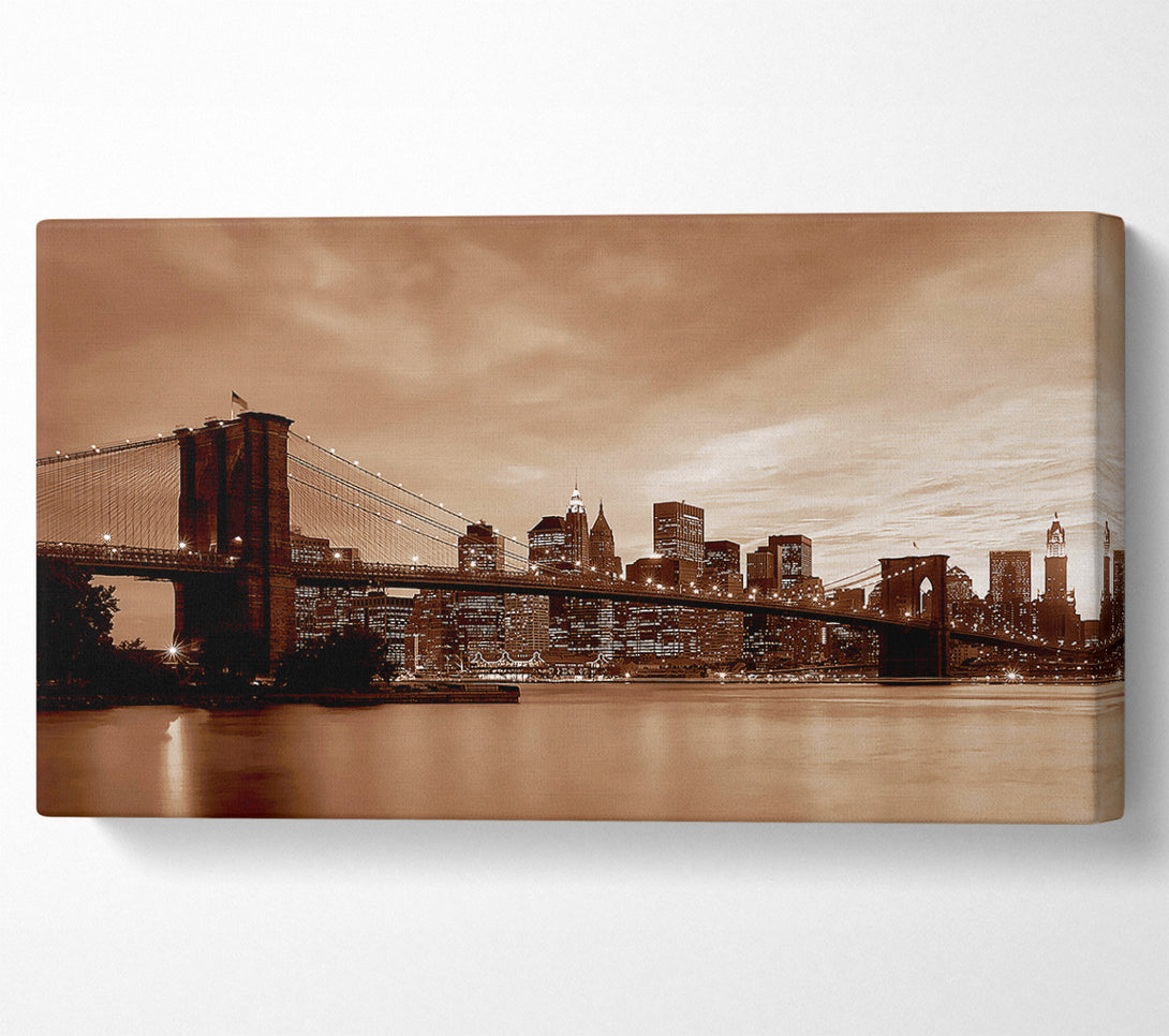  A Canvas Print of New York City Brooklyn Bridge Brown Cast Canvas Print