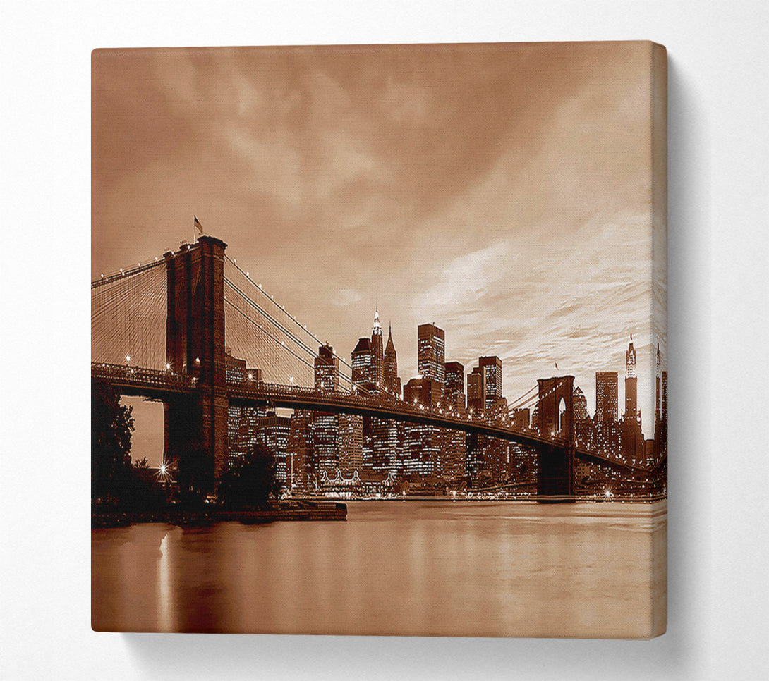  A Canvas Print of New York City Brooklyn Bridge Brown Cast Canvas Print