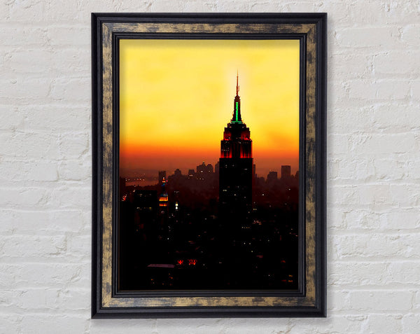 New York City Empire State Building Orange Glow Framed Print