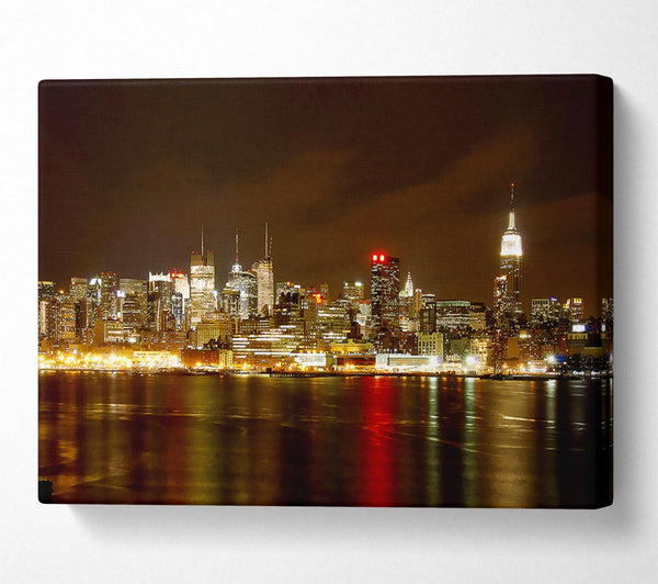 A Canvas Print of New York City Night Reflections Canvas Wall Art