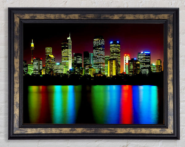 New York City Reflections At Night Framed Print