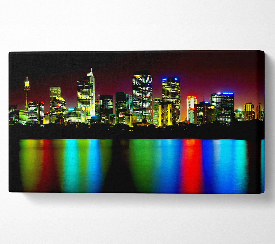  A Canvas Print of New York City Reflections At Night Canvas Print