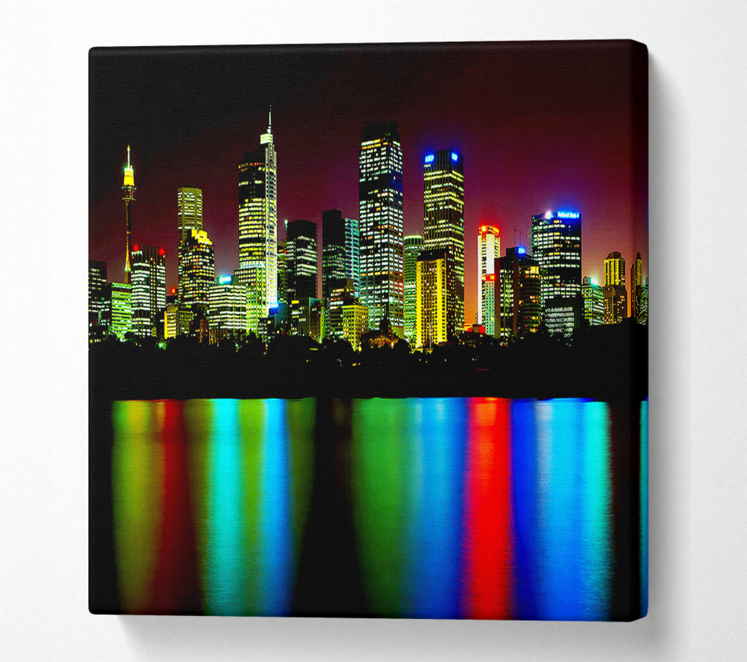  A Canvas Print of New York City Reflections At Night Canvas Print