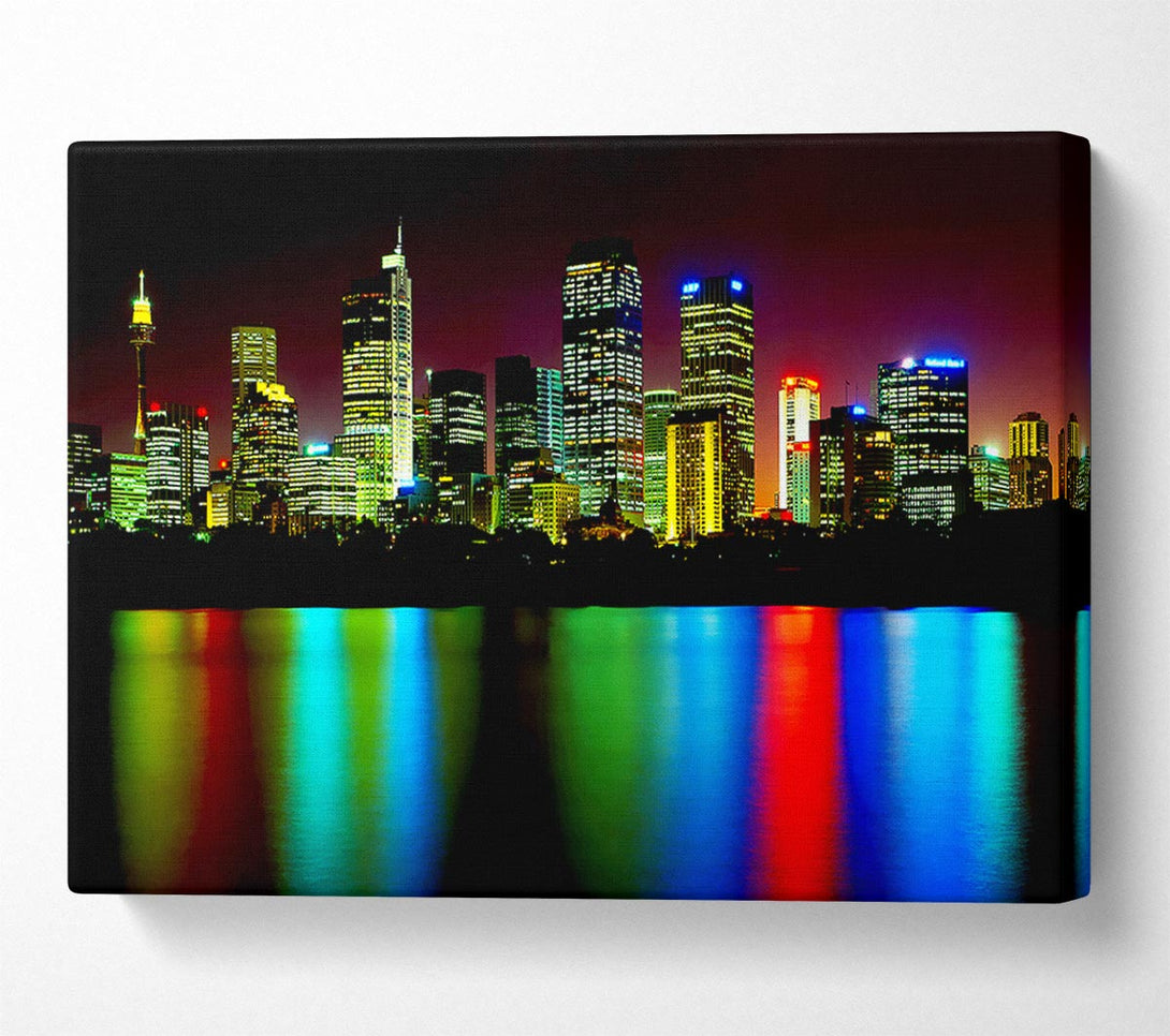  A Canvas Print of New York City Reflections At Night Canvas Print