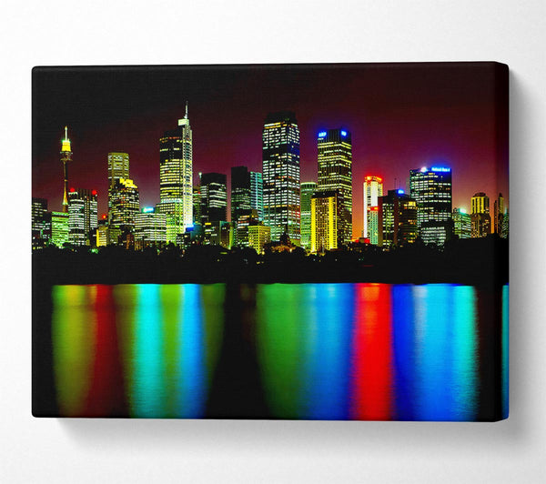  A Canvas Print of New York City Reflections At Night Canvas Print