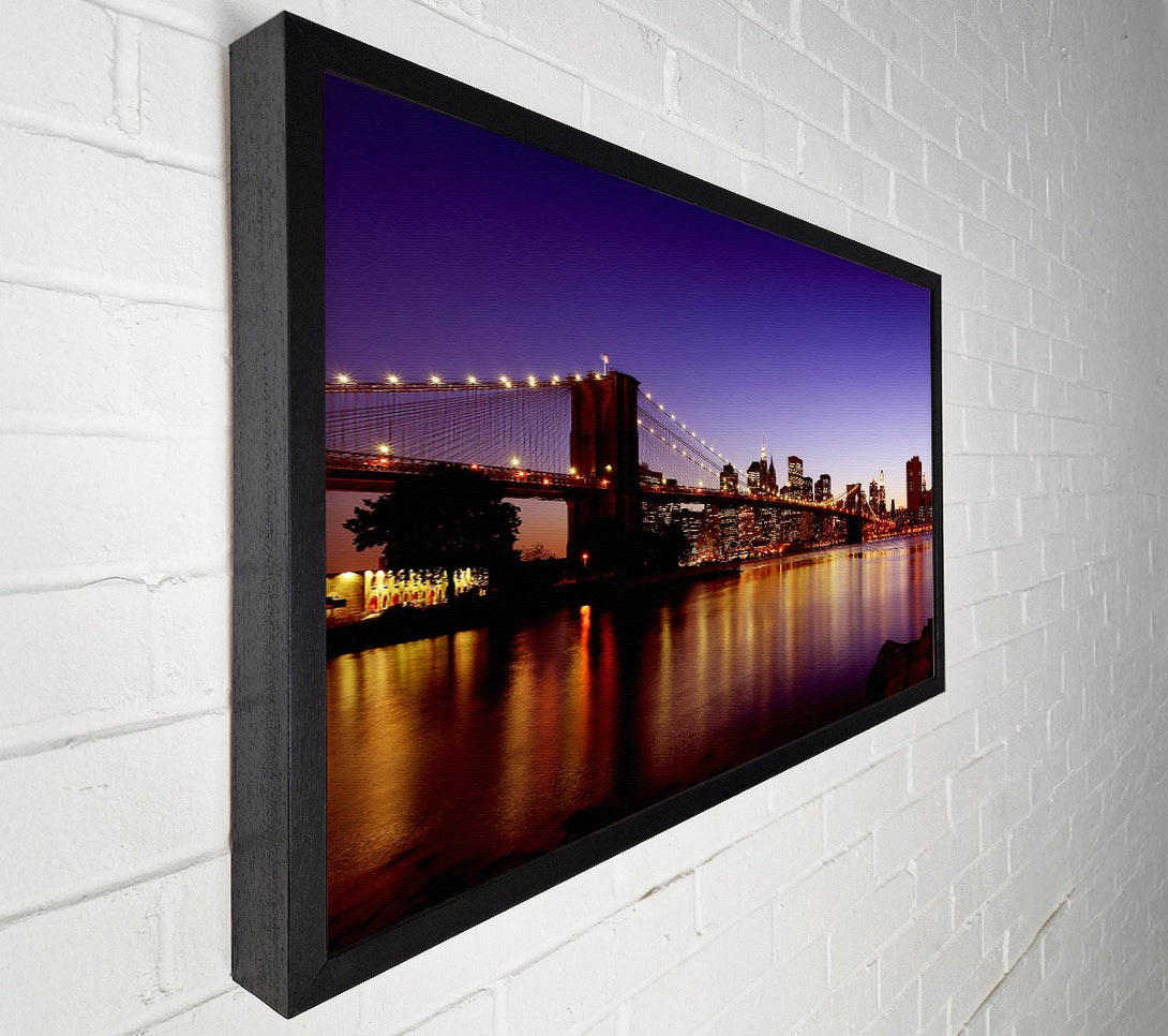  A Canvas Print of New York City Reflections Of Brooklyn Bridge Canvas Art