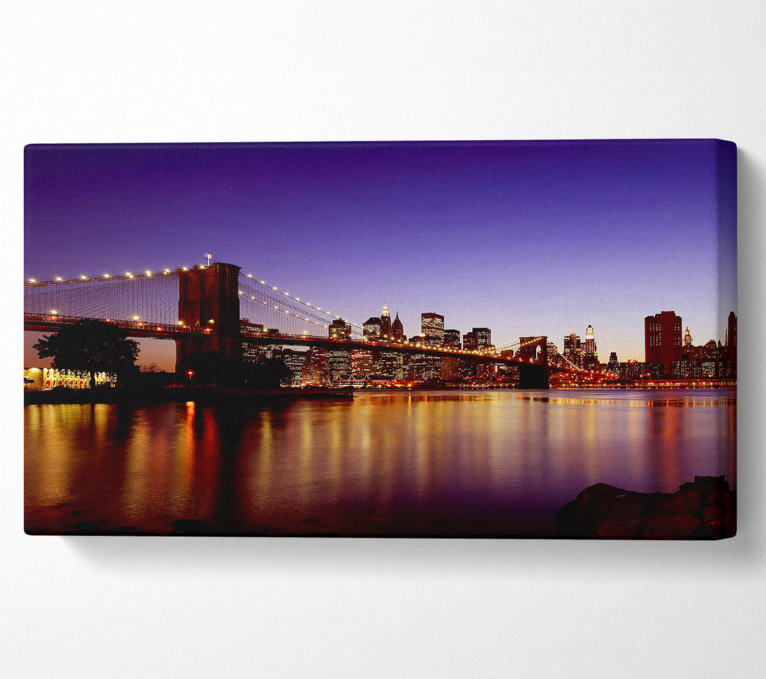  A Canvas Print of New York City Reflections Of Brooklyn Bridge Canvas Art