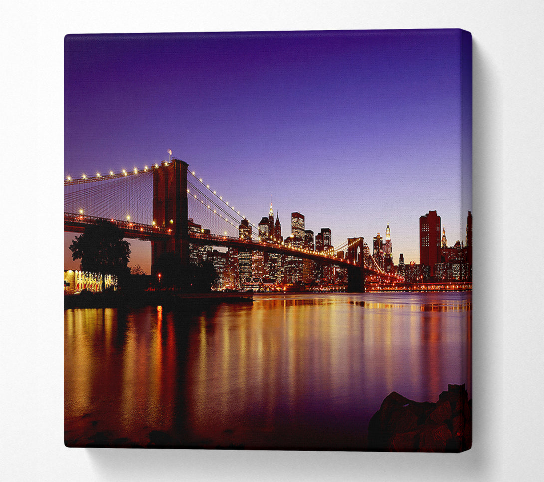  A Canvas Print of New York City Reflections Of Brooklyn Bridge Canvas Art