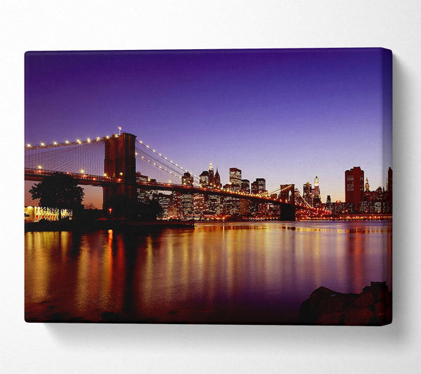  A Canvas Print of New York City Reflections Of Brooklyn Bridge Canvas Art