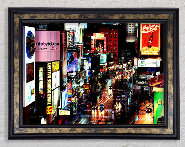 New York City Times Square Lights Framed Print