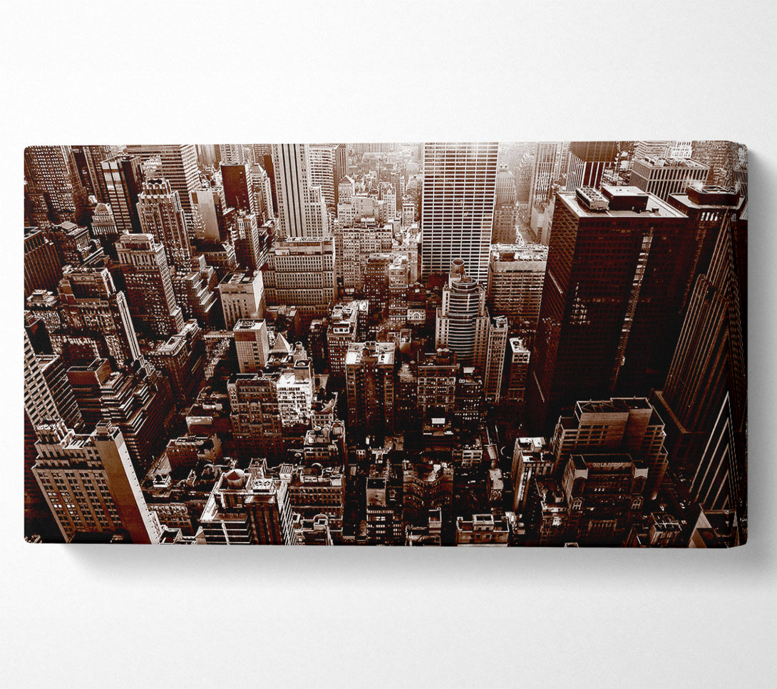 A Canvas Print of New York City View From The Empire State Sepia Canvas Wall Art
