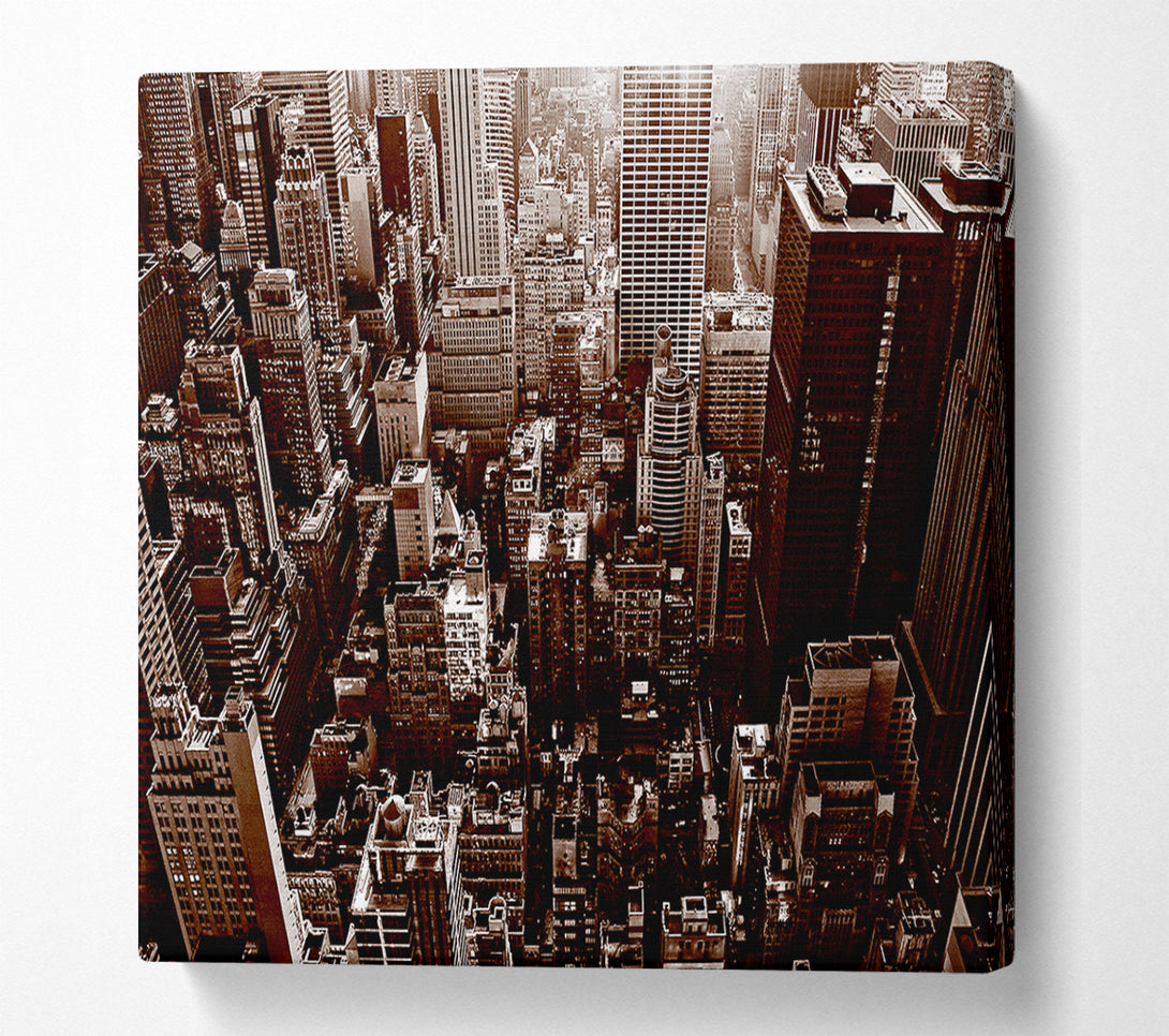  A Canvas Print of New York City View From The Empire State Sepia Canvas Wall Art