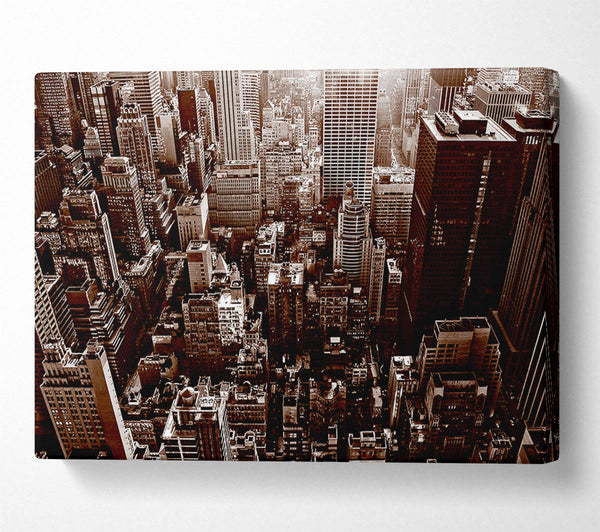  A Canvas Print of New York City View From The Empire State Sepia Canvas Wall Art