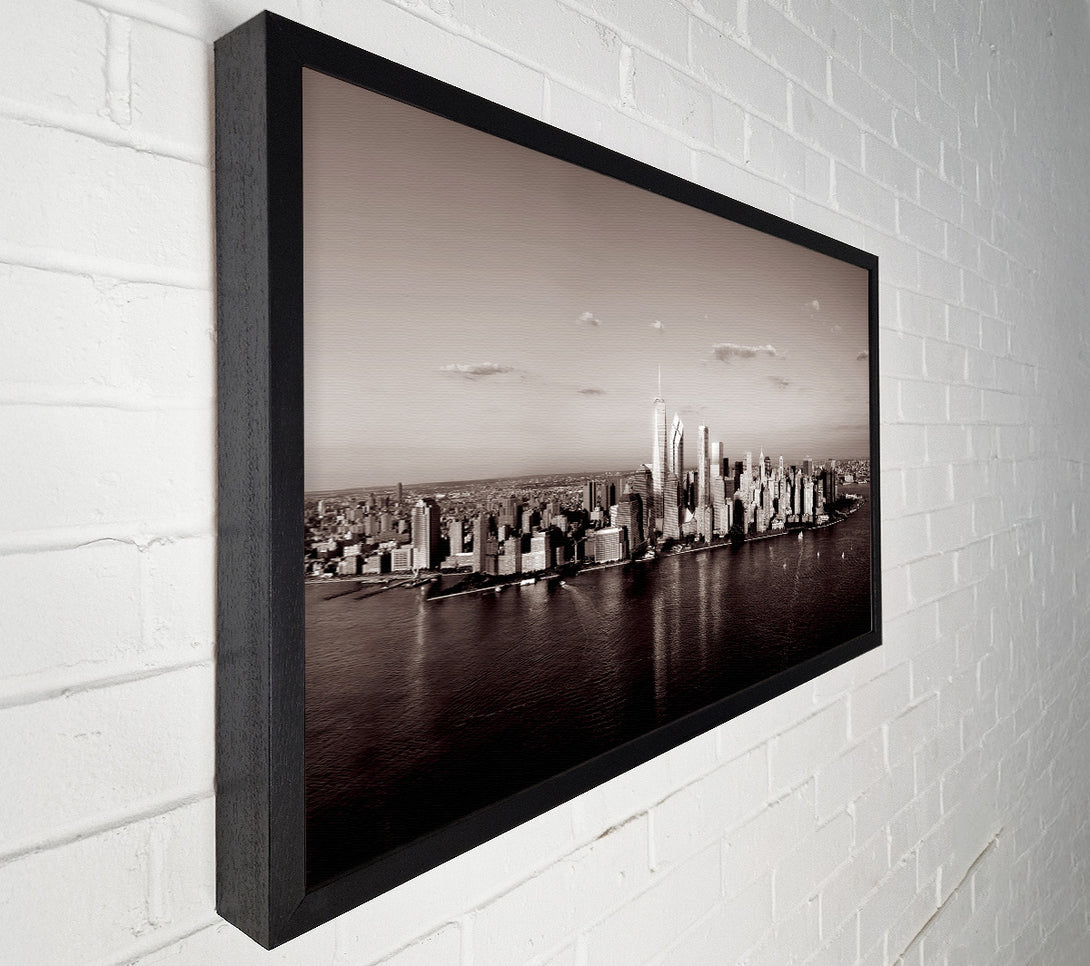  A Canvas Print of New York City Waters Brown Canvas Art