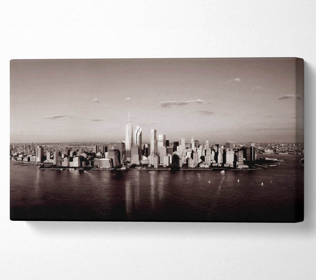  A Canvas Print of New York City Waters Brown Canvas Art