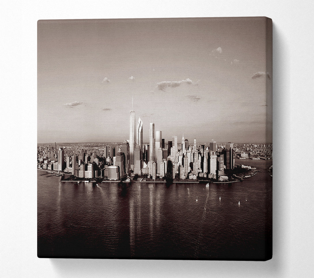  A Canvas Print of New York City Waters Brown Canvas Art
