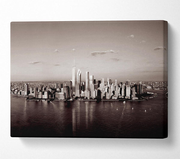  A Canvas Print of New York City Waters Brown Canvas Art