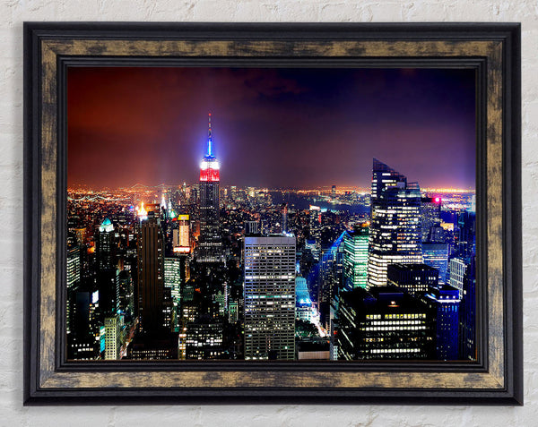 New York Empire State Glow Framed Print