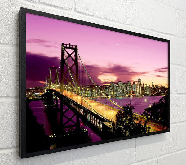 New York Harbour Brooklyn Bridge Purple