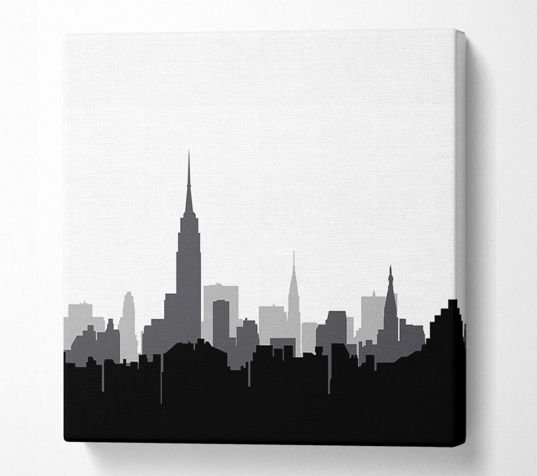  A Canvas Print of New York Silhouette B n W Canvas Art