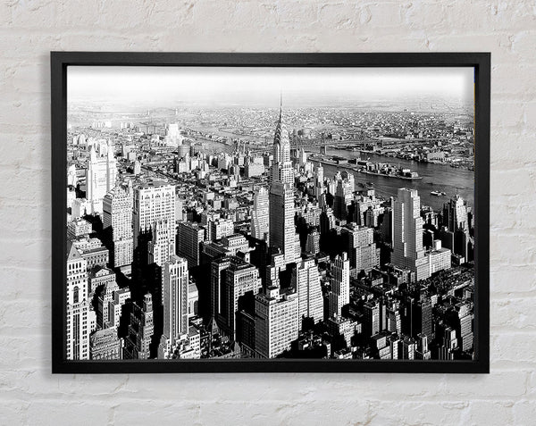 New York Retro B n W Framed Print