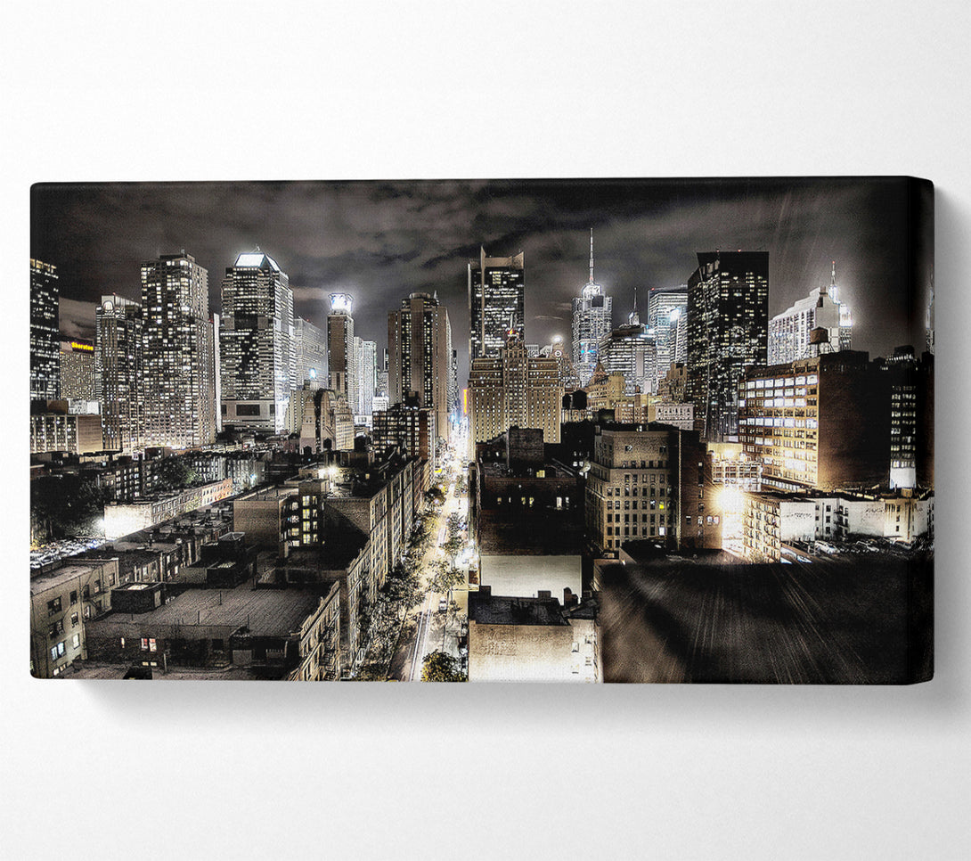  A Canvas Print of New York Streets At Night Canvas Art