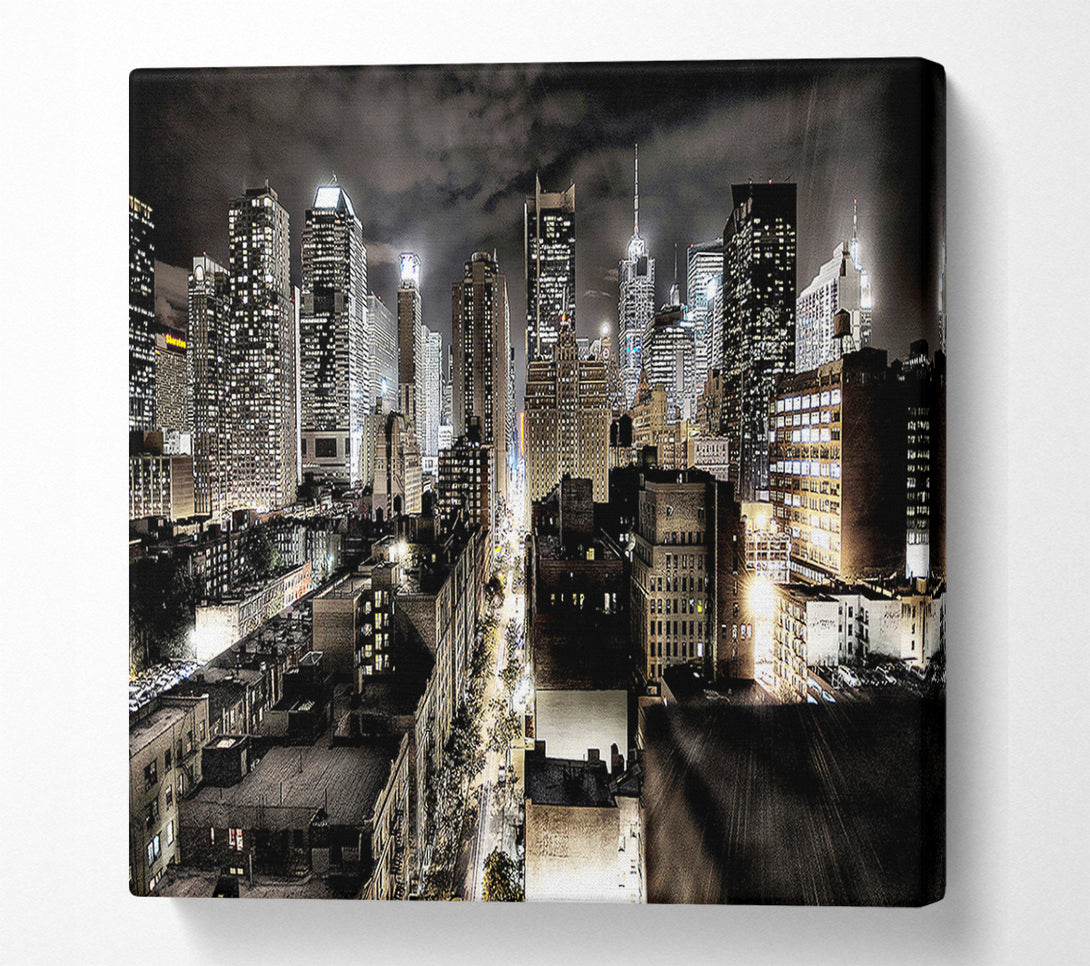  A Canvas Print of New York Streets At Night Canvas Art