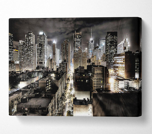  A Canvas Print of New York Streets At Night Canvas Art