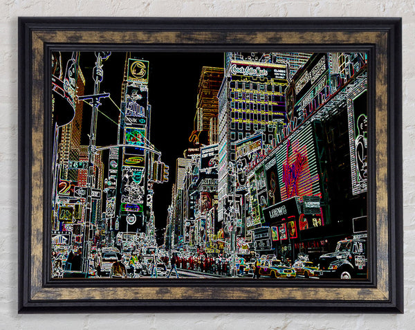 New York Times Square Psychedelic Framed Print