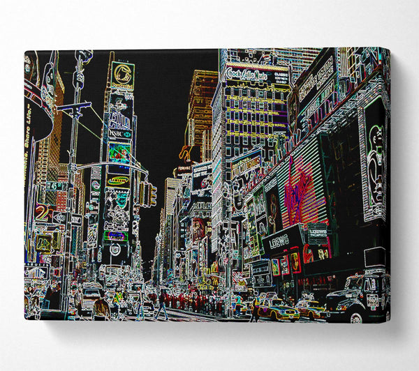  A Canvas Print of New York Times Square Psychedelic Canvas Print