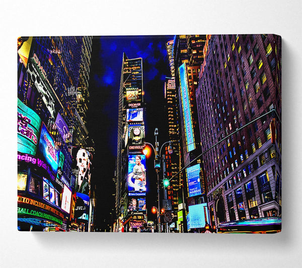  A Canvas Print of New York Times Square Blue Skys At Night Canvas Print