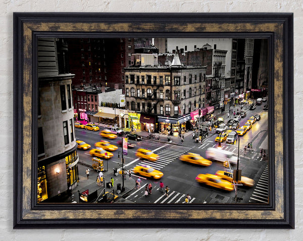 New York Yellow Cab Mayhem Framed Print