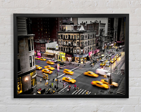 New York Yellow Cab Mayhem Framed Print