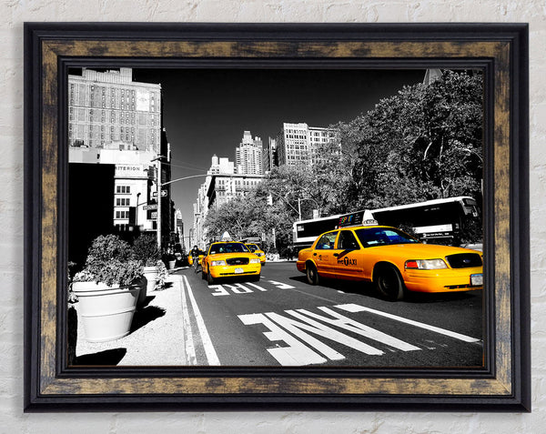 New York Yellow Taxi Drive Framed Print
