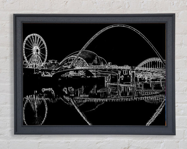Gateshead Newcastle Millennium Bridge Psychedelic Framed Print
