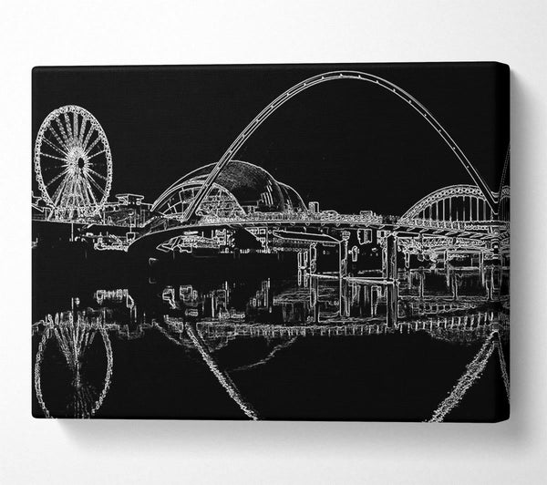  A Canvas Print of Gateshead Newcastle Millennium Bridge Psychedelic Canvas Art