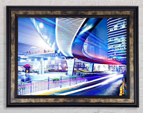 Night Urban Traffic Framed Print