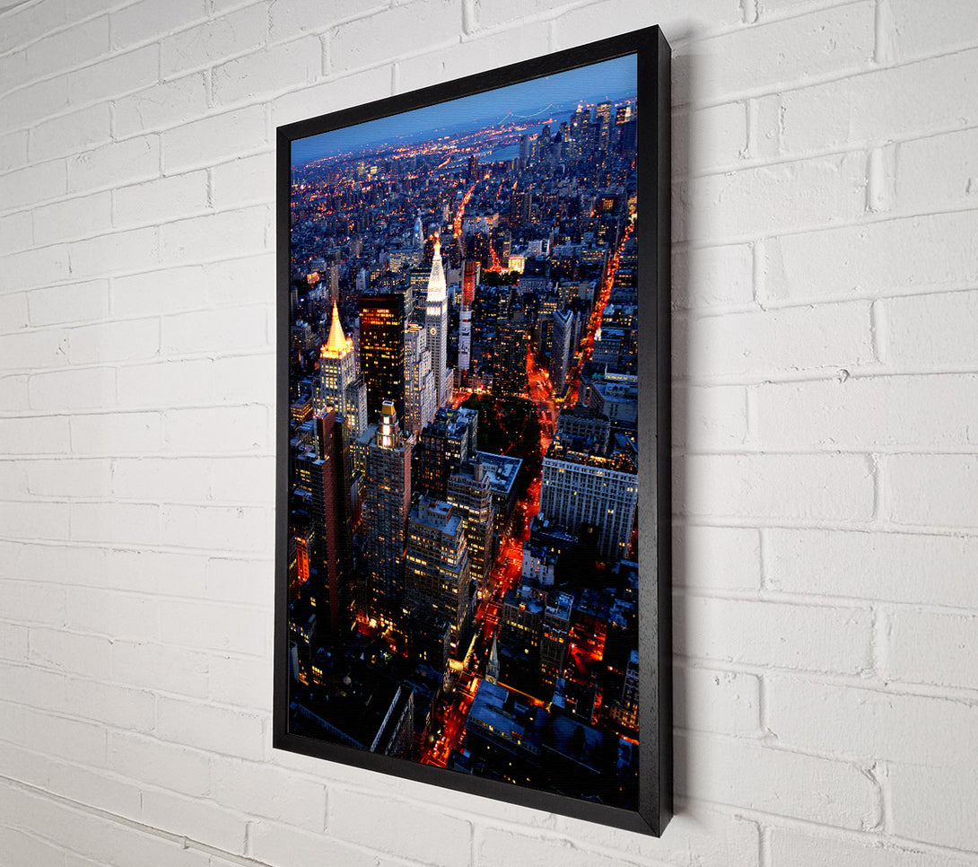  A Canvas Print of Nyc Ariel View City Lights Canvas Wall Art