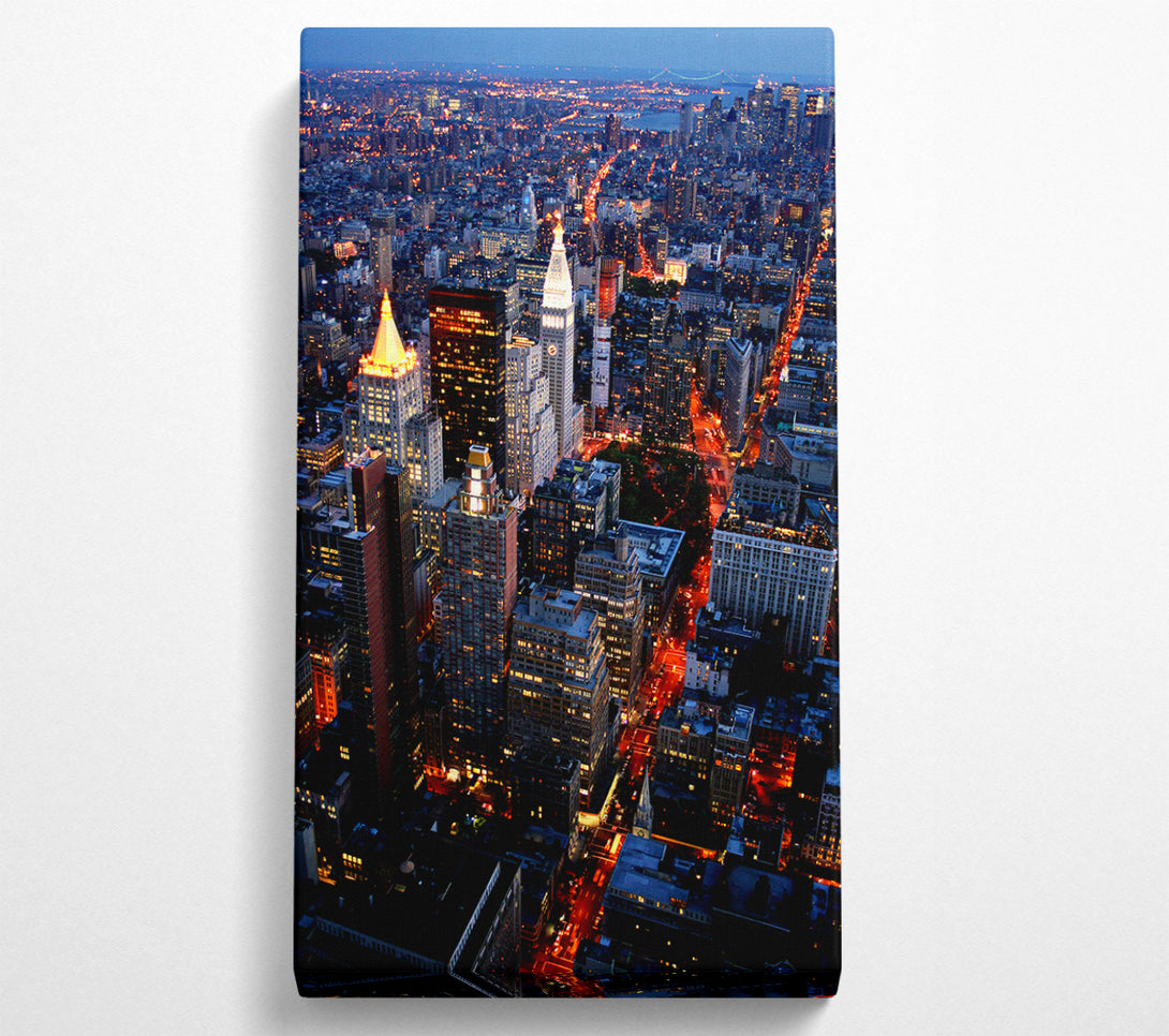  A Canvas Print of Nyc Ariel View City Lights Canvas Wall Art