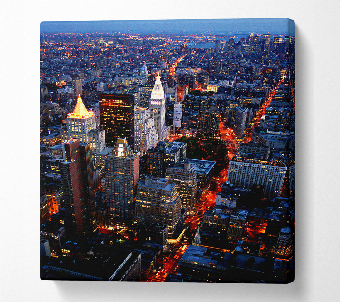  A Canvas Print of Nyc Ariel View City Lights Canvas Wall Art