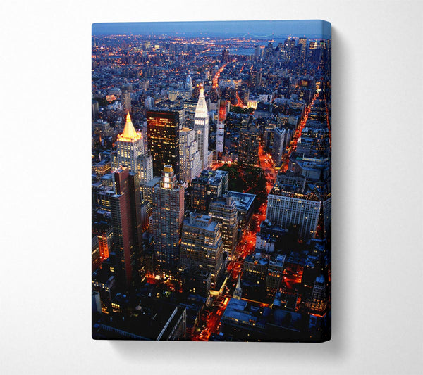  A Canvas Print of Nyc Ariel View City Lights Canvas Wall Art